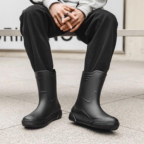 71ecAOY6DPL.jpg Rain Boots for Women men, Rubber Boots Waterproof with PVC Unique Design, Comfort Lightweight Work Mud Boots, Resistant Durable