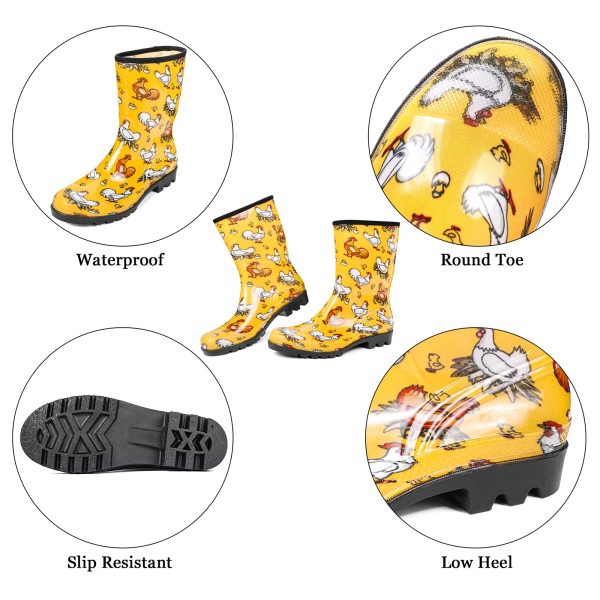 81Bkp1pHdKL.jpg Waterproof Womens Rain Boots insulated,Lightweight Rubber fashion Boots in Gardening,Warm and Comfortable Wide Calf Rain Boots