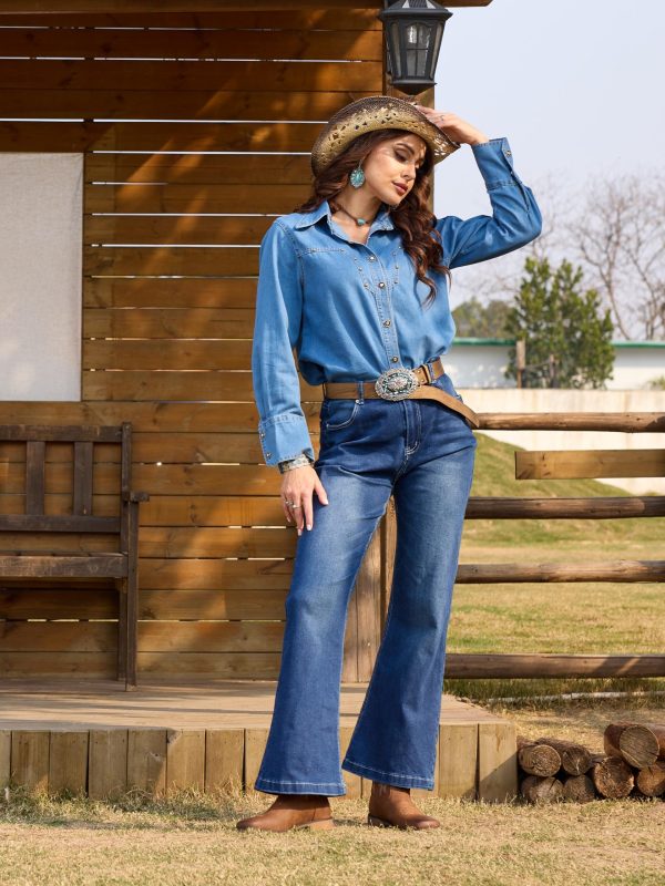 Cowboy Boots For Women Square Toe Western Boots Mid Calf Cowgirl Boots Pull On Fashion Embroidered Cowboy Boots
