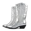 “TELLER” ~ Women's Western Cowboy Boots with Stitched Detailing, Pointed Toe, and Low Block Heel