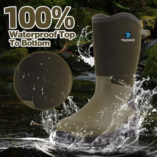 Rubber Boots for Men with Steel Shank, Mid Calf Work Rain Boots, Men's Outdoor Waterproof Anti-Slip Hunting Boot, Size 6-13