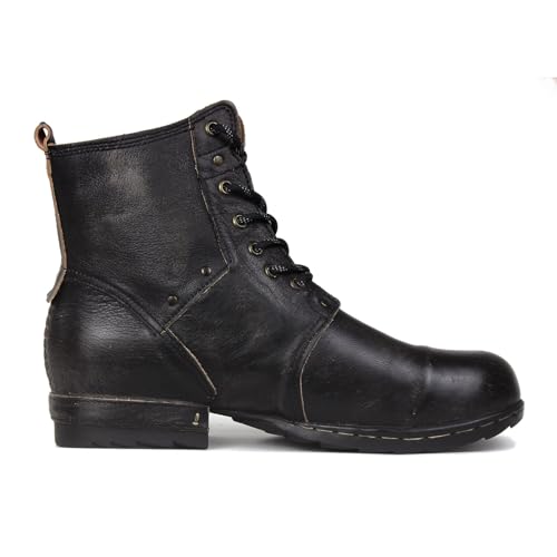 Vintage Brown Moto Boots for Men Fashion lace-up Leather Retro Chukka Boots Casual Shoes OS-6015-6-Vintage-US-R
