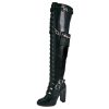 511g-6qusXL.jpg Buckle Strap Wide Calf Thigh High Boots for Women Chunky Block High Heel Over The Knee Boots Lace up Riding Combat Boots Ladies