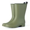 Mid Calf Rain Boots Women Waterproof PVC Womens Rubber Rain Boot Seamless Rain Footwear Outdoor Garden Work Walking