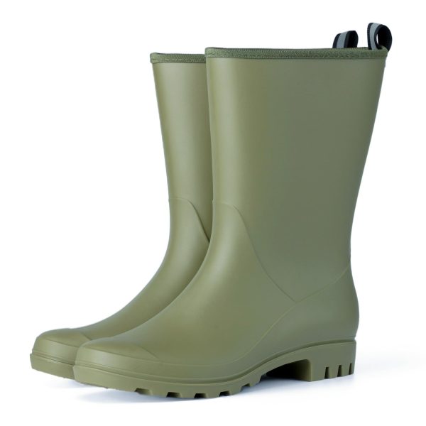 Mid Calf Rain Boots Women Waterproof PVC Womens Rubber Rain Boot Seamless Rain Footwear Outdoor Garden Work Walking