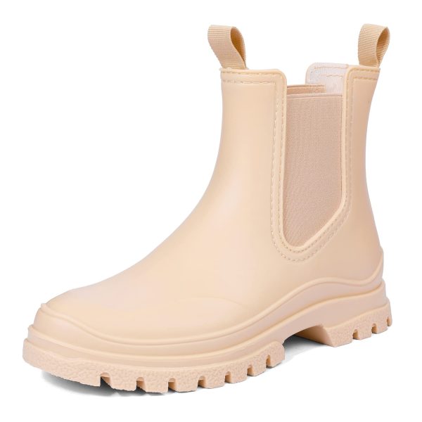 Women's Short Rain Boots Rubber Waterproof Garden Boots Elastic Slip On Ankle Chelsea Boot Fashion Insulated Rain Shoe for