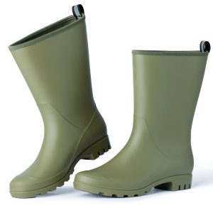 Mid Calf Rain Boots Women Waterproof PVC Womens Rubber Rain Boot Seamless Rain Footwear Outdoor Garden Work Walking