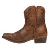 61hFRZY30VL.jpg Womens Short Stuff Embossed Snip Toe Casual Boots Ankle Low Heel 1-2" - Brown