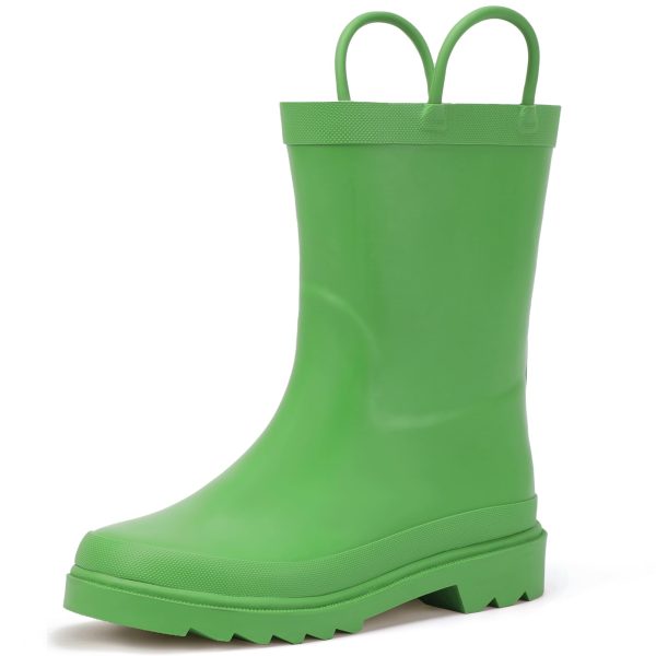 Toddler Kids Rain Boots for Boys Girls Waterproof Easy-on Handles Rainboots