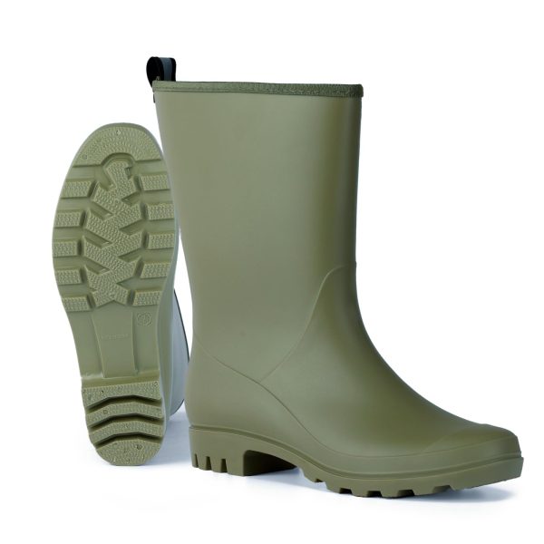 Mid Calf Rain Boots Women Waterproof PVC Womens Rubber Rain Boot Seamless Rain Footwear Outdoor Garden Work Walking