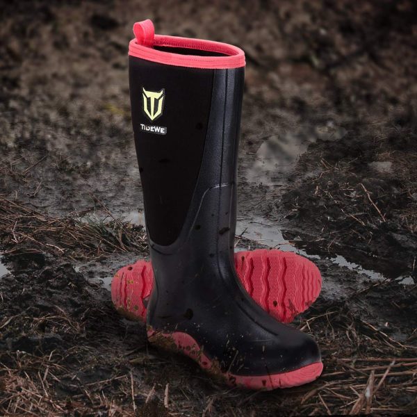 Rubber Boots for Women Multi-Season, Waterproof Rain Boots with Steel Shank, 6mm Neoprene Durable Rubber Outdoor Hunting Boots