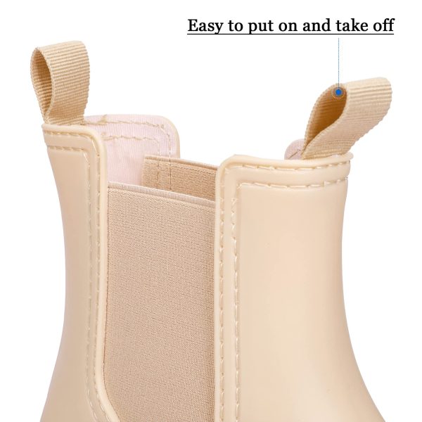 Women's Short Rain Boots Rubber Waterproof Garden Boots Elastic Slip On Ankle Chelsea Boot Fashion Insulated Rain Shoe for