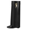 Fold Over Knee High Boots for Women Pointy Pull-on Wedge Heel Knee Shark Boot With Side Zipper Covered Wedge Heel Padlock Boot