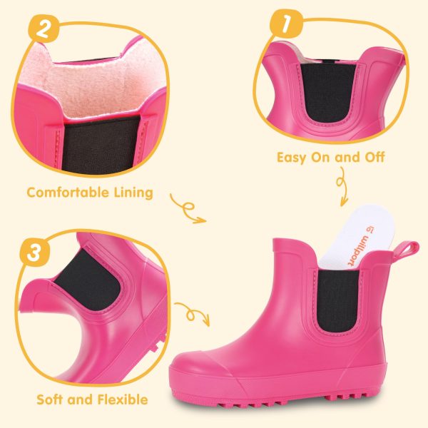 Toddler Rain Boots,Waterproof kids Chelsea Rain Boots for Boys and Girls