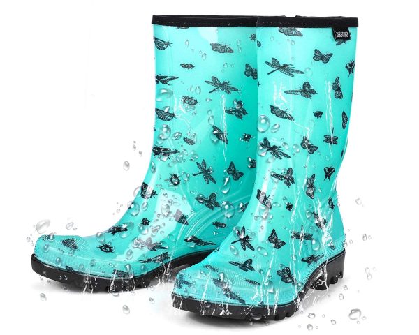 Waterproof Womens Rain Boots insulated,Lightweight Rubber fashion Boots in Gardening,Warm and Comfortable Wide Calf Rain Boots