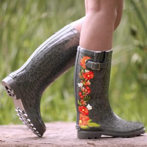 Rain Boots for Women, Waterproof Ladies Tall Knee High Rubber boots,Comfort Garden Boots Anti-Slip Mid Heel Women Rain Shoes