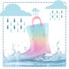 Girls Glitter Light Up Waterproof Rain Boots Toddler Kids Rainbow Boots with Easy On Handles