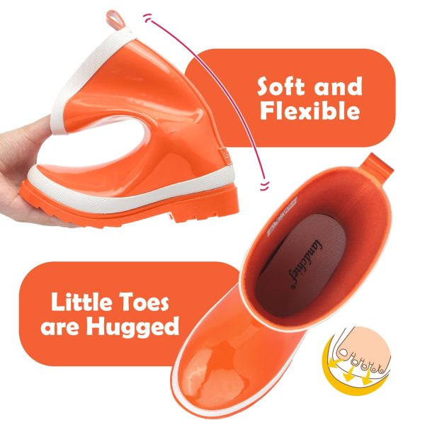 Kids Rain Boots Premium Collection, Waterproof Natural Rubber Boots for Toddlers and Kids