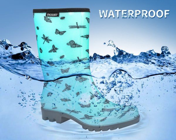 Waterproof Womens Rain Boots insulated,Lightweight Rubber fashion Boots in Gardening,Warm and Comfortable Wide Calf Rain Boots