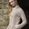 817x1bnDKdL.jpg Women's Irish Cable Knitted Wool Side Zip Cardigan (100% Merino Wool)