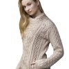 81CJUeBUZfL.jpg Women's Irish Cable Knitted Wool Side Zip Cardigan (100% Merino Wool)