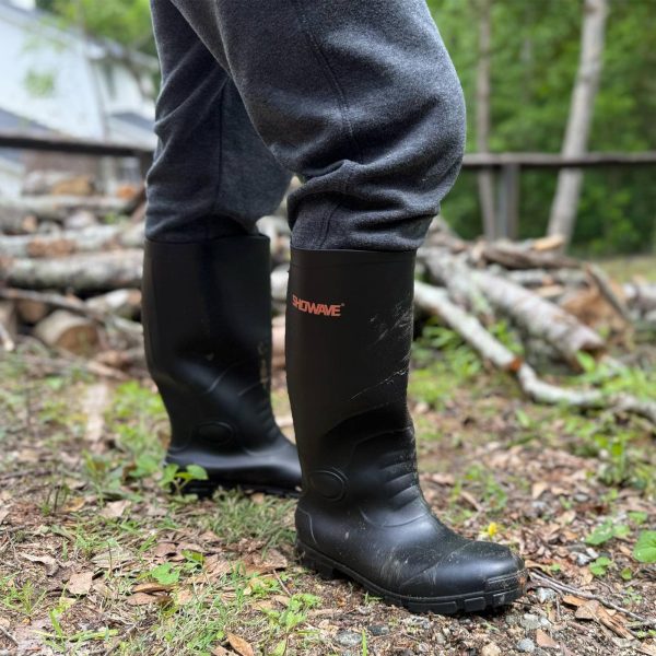 Showave Men's Rain Boots with Reinforced Steel Shank Waterproof Rubber Boots Durable Concrete Boot Outdoor Work Boots