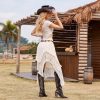 Womens Cowboy Boots Side Zipper Ladies Cowgirl Knee High Boots,Comfortable Retro Tall Vintage Embroidery Pointed Toe Block