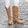 81f9xn0YUnL.jpg Cowboy Boots for Women Cowgirl Boots Embroidered Knee-High Western Boots Pointy Toe with Chunky Heel