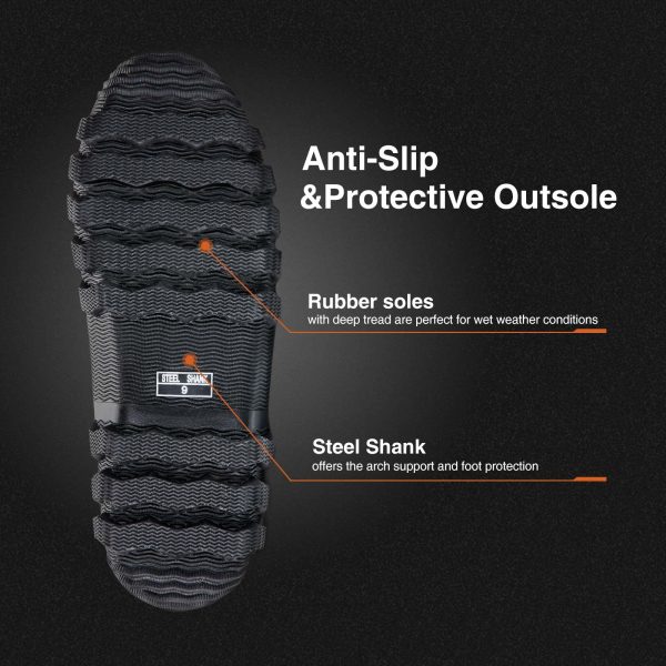 Rubber Boots for Men Multi-Season, Waterproof Rain Boots with Steel Shank, 6mm Neoprene Sturdy Rubber Outdoor Hunting Boots