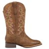 Women's Extra Wide Calf Cowboy Boots Square Toe – Pull-On Western Boots for Thick Calves, Stretch Comfort & Removable Insole,