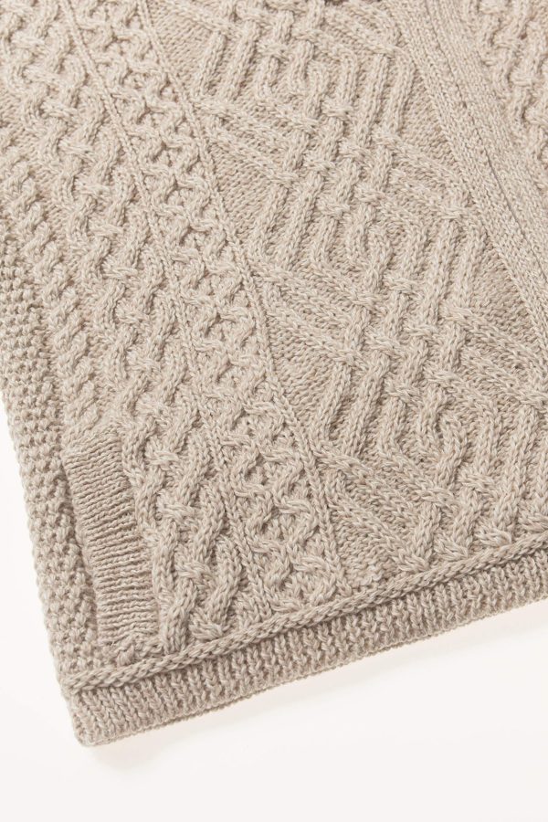 91AORvYiG-L.jpg Women's Irish Cable Knitted Wool Side Zip Cardigan (100% Merino Wool)