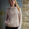 91TDMRU-iL.jpg Women's Irish Cable Knitted Wool Side Zip Cardigan (100% Merino Wool)
